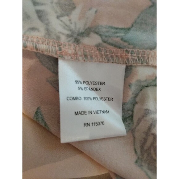Nina Leonard Women Pink Floral Sheer Hem Pockets Short sleeve Tunic‎ Size M - Picture 7 of 7